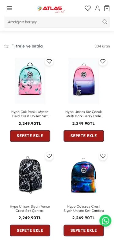 Atlas Kırtasiye mobile product listing experience