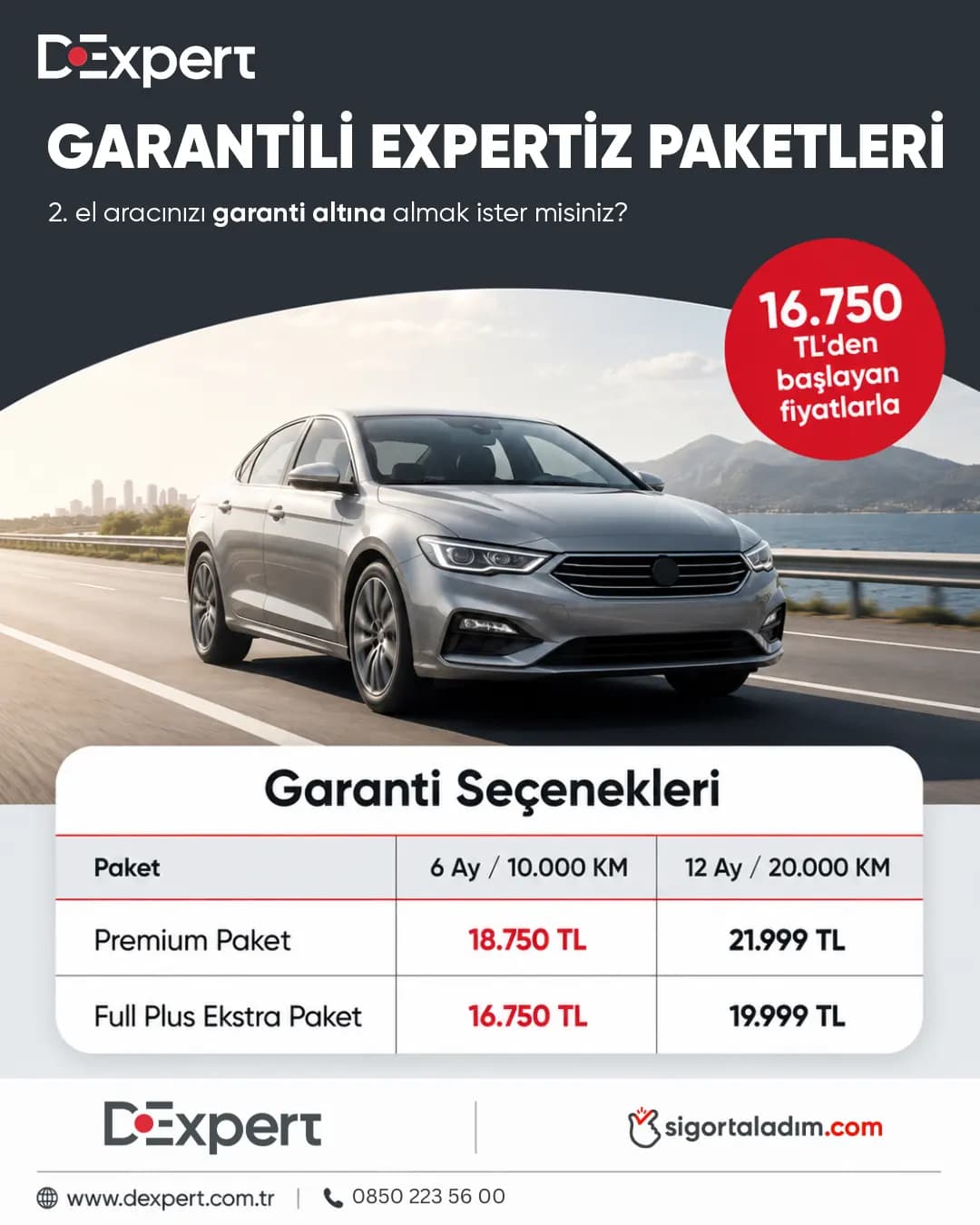 Garantili ekspertiz paketleri için hazırlanan dönemsel D Expert kampanya kreatifi