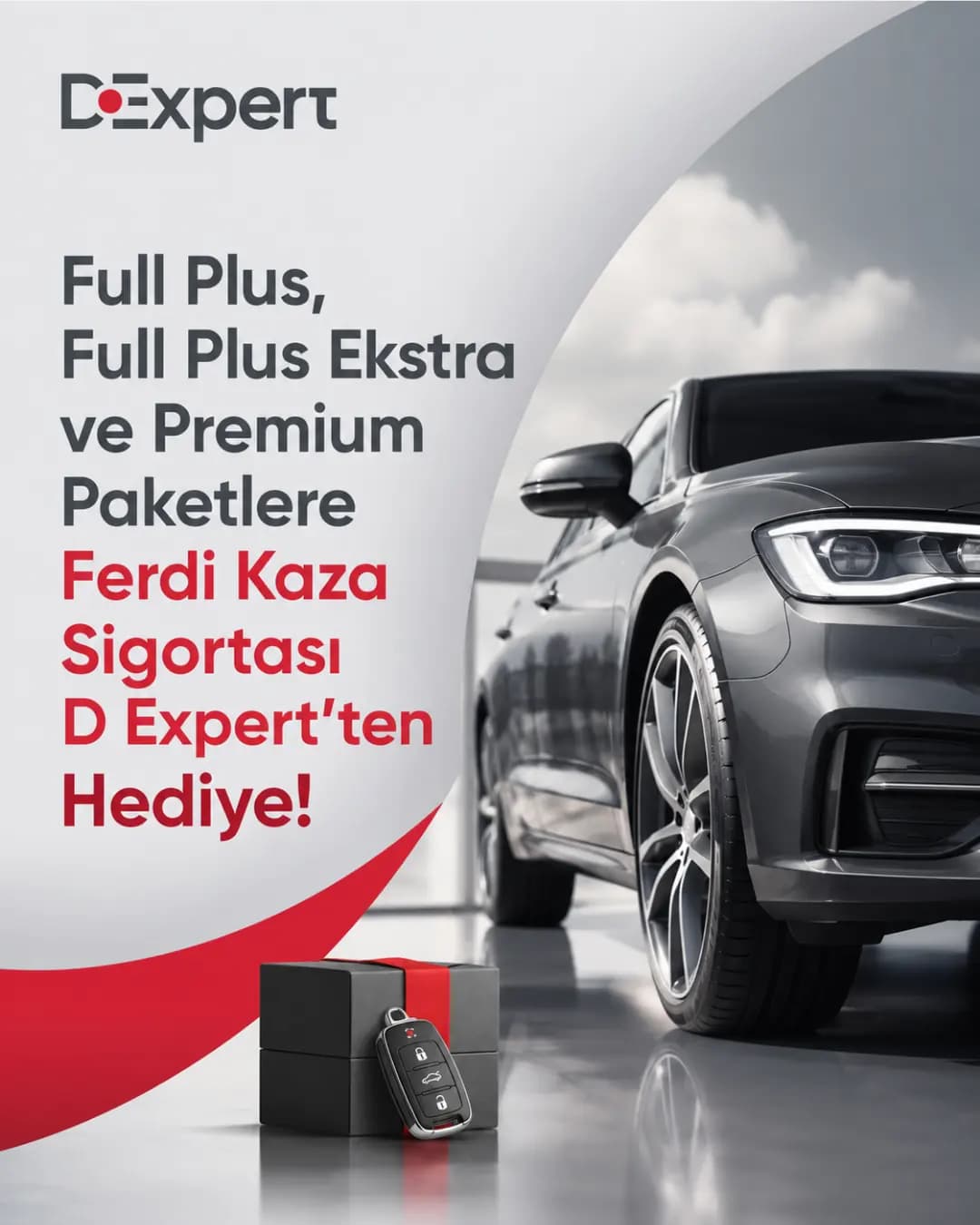 Ekspertiz paketlerine özel ferdi kaza sigortası duyurusu için hazırlanan D Expert kreatifi