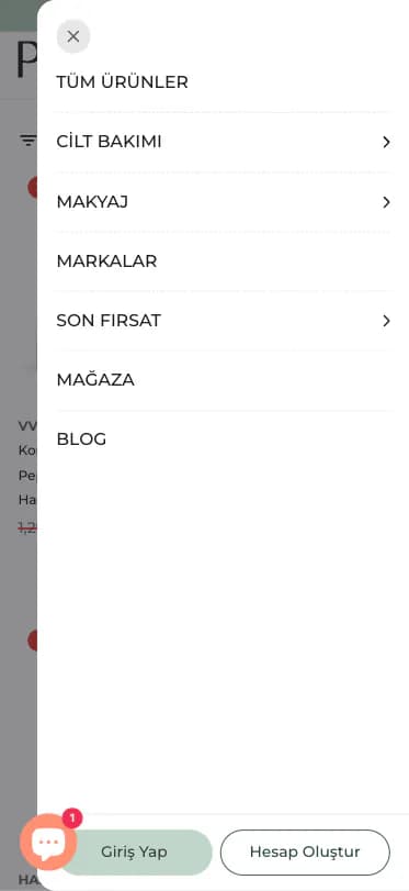 Pemvia Seoul mobile category menu