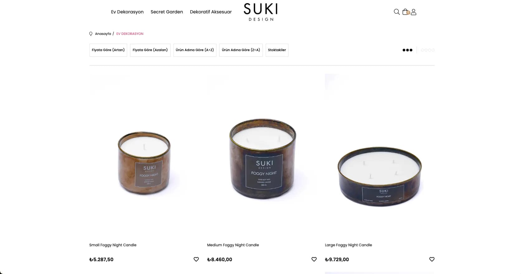 Suki Design desktop product listing and category experience