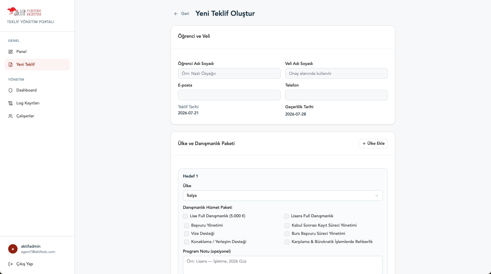 Proposal creation flow in the AktifEdu portal