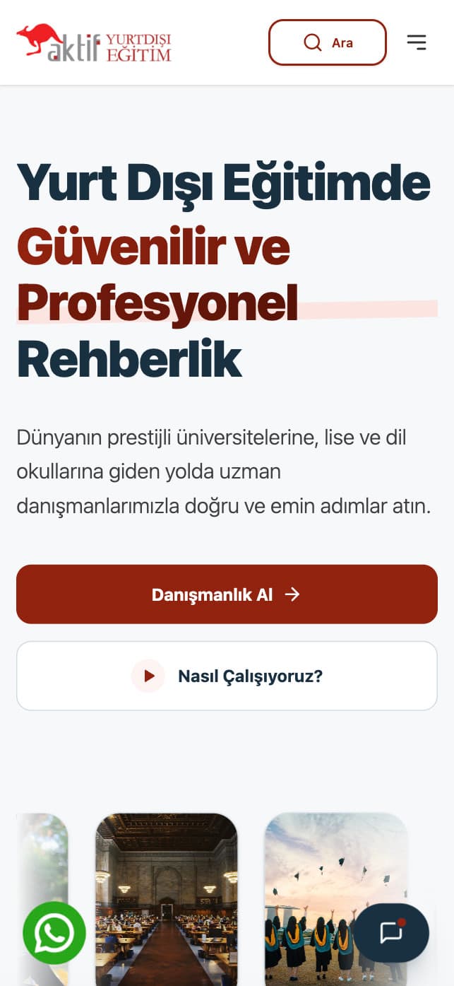 AktifEdu website mobile home page