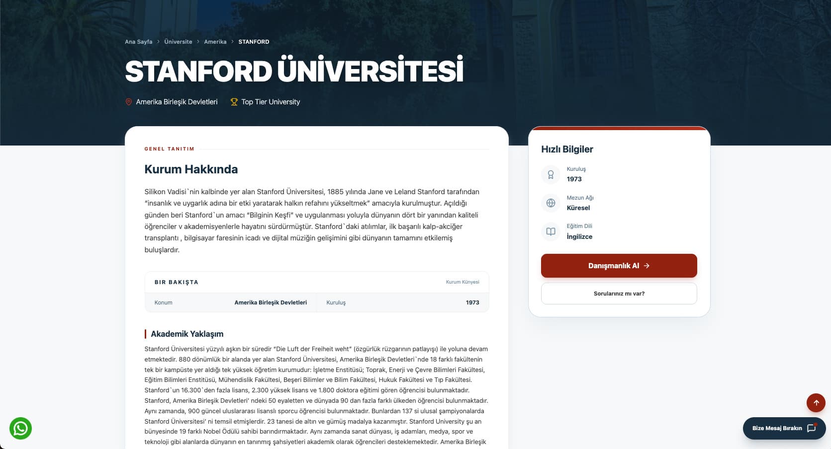 AktifEdu institution detail page